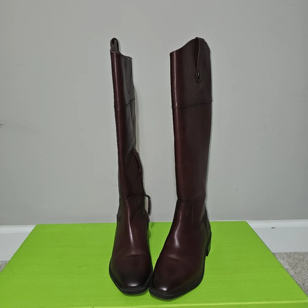 Sam Edelman Drina Terazzo Brown Leather Riding Boots Size 8